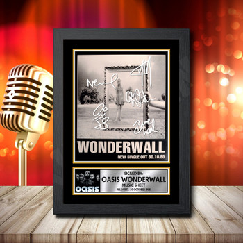 Oasis Wonderwall Music Sheet 2 - Signed Autographed Music Star Print