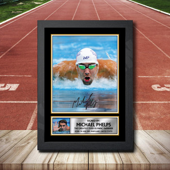 Michael Phelps Signed Autographed Athletics Star Poster Print Framed Merch Gift Michael Phelps Signed Autographed Athletics Star Poster Print Framed Merch Gift