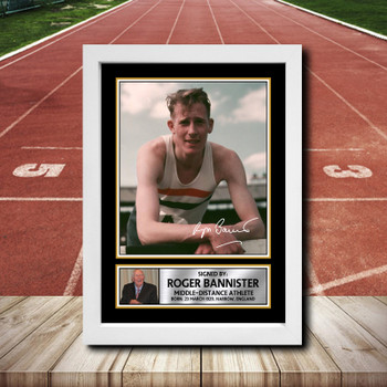 Roger Bannister Signed Autographed Athletics Star Poster Print Framed Merch Gift Roger Bannister Signed Autographed Athletics Star Poster Print Framed Merch Gift
