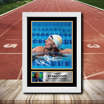 Ryan Lochte 1 Signed Autographed Athletics Star Poster Print Framed Merch Gift