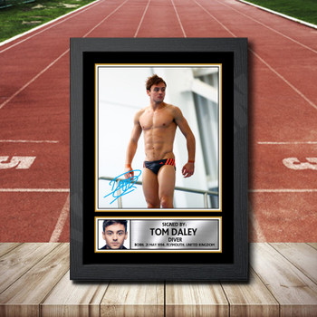 Tom Daley Signed Autographed Athletics Star Poster Print Framed Merch Gift