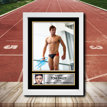 Tom Daley Signed Autographed Athletics Star Poster Print Framed Merch Gift