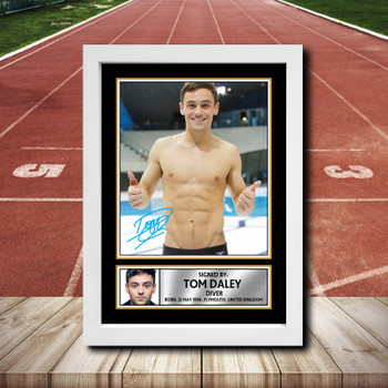 Tom Daley 2 Signed Autographed Athletics Star Poster Print Framed Merch Gift