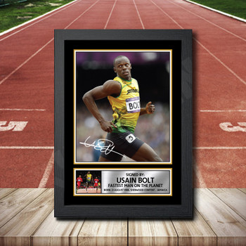Usain Bolt 3 Signed Autographed Athletics Star Poster Print Framed Merch Gift