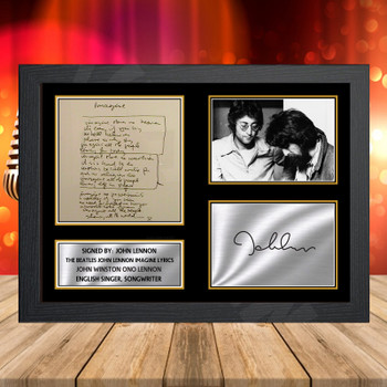 The Beatles John Lennon Imagine Lyrics Signed Autographed Music-Landscape Star Print