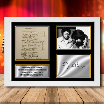 The Beatles John Lennon Imagine Lyrics Signed Autographed Music-Landscape Star Print