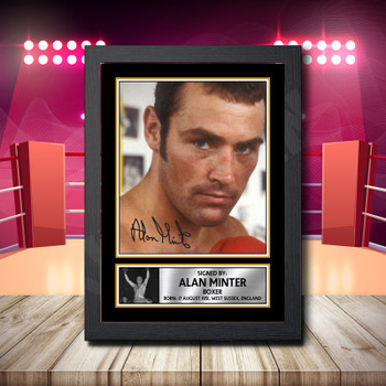 Alan Minter 2 Signed Autographed Boxing Star Poster Print Framed Merch Gift Alan Minter 2 Signed Autographed Boxing Star Poster Print Framed Merch Gift
