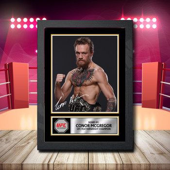 Connor Mcgregor Belt Portrait Signed Autographed Boxing Star Poster Print Framed Merch Gift