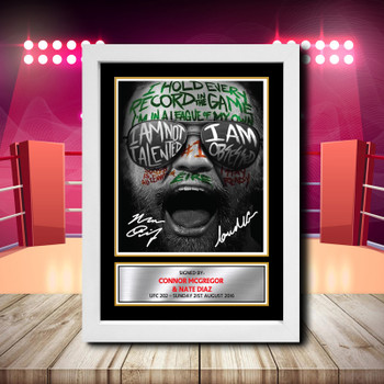 Connor Mcgregor V Nate Diaz 2 Signed Autographed Boxing Star Poster Print Framed Merch Gift