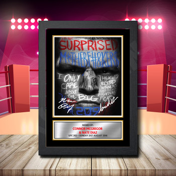 Connor Mcgregor V Nate Diaz 3 Signed Autographed Boxing Star Poster Print Framed Merch Gift