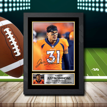 Justin Simmons 2 Signed Autographed NFL Star Print
