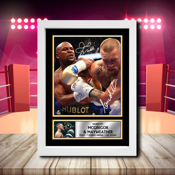 Floyd Mayweather Vs Conor Mcgregor Signed Autographed Boxing Star Poster Print Framed Merch Gift Floyd Mayweather Vs Conor Mcgregor Signed Autographed Boxing Star Poster Print Framed Merch Gift
