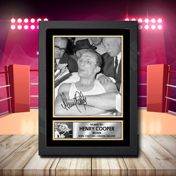 Henry Cooper 2 Signed Autographed Boxing Star Poster Print Framed Merch Gift