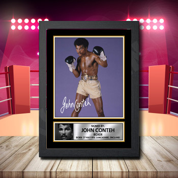John Conteh Signed Autographed Boxing Star Poster Print Framed Merch Gift John Conteh Signed Autographed Boxing Star Poster Print Framed Merch Gift