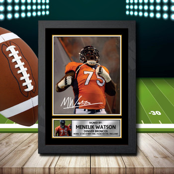 Menelik Watson 2 Signed Autographed NFL Star Print
