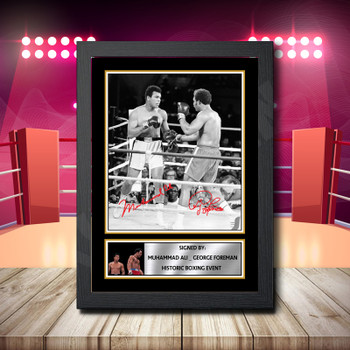 Muhammad Ali  George Foreman 2 Signed Autographed Boxing Star Poster Print Framed Merch Gift
