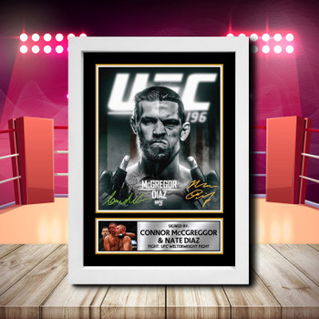 Nate Diaz Vs Conor Mcgregor Signed Autographed Boxing Star Poster Print Framed Merch Gift