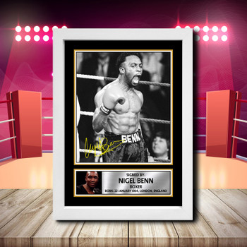 Nigel Benn Signed Autographed Boxing Star Poster Print Framed Merch Gift Nigel Benn Signed Autographed Boxing Star Poster Print Framed Merch Gift