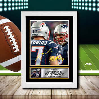 Tom Brady  Rob Gronkowski 1 Signed Autographed NFL Star Poster Print Framed Merch Gift