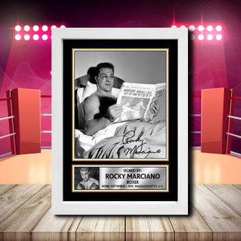 Rocky Marciano 2 Signed Autographed Boxing Star Poster Print Framed Merch Gift Rocky Marciano 2 Signed Autographed Boxing Star Poster Print Framed Merch Gift