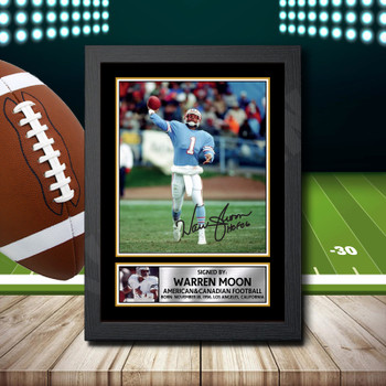Warren Moon 2 Signed Autographed NFL Star Poster Print Framed Merch Gift Warren Moon 2 Signed Autographed NFL Star Poster Print Framed Merch Gift