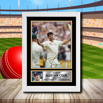 Alastair Cook Signed Autographed Cricket Star Poster Print Framed Merch Gift Alastair Cook Signed Autographed Cricket Star Poster Print Framed Merch Gift