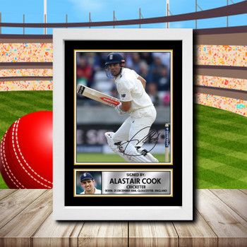 Alastair Cook 2 Signed Autographed Cricket Star Poster Print Framed Merch Gift Alastair Cook 2 Signed Autographed Cricket Star Poster Print Framed Merch Gift