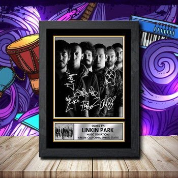 Linkin Park 2 Signed Autographed Rock-Bands Star Poster Print Framed Merch Gift Linkin Park 2 Signed Autographed Rock-Bands Star Poster Print Framed Merch Gift