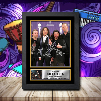 Metallica 2 Signed Autographed Rock-Bands Star Poster Print Framed Merch Gift Metallica 2 Signed Autographed Rock-Bands Star Poster Print Framed Merch Gift