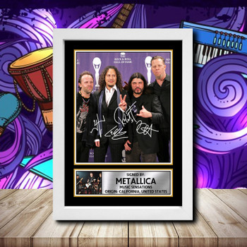 Metallica 2 Signed Autographed Rock-Bands Star Poster Print Framed Merch Gift Metallica 2 Signed Autographed Rock-Bands Star Poster Print Framed Merch Gift