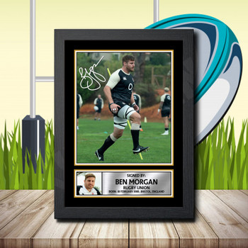 Ben Morgan 2 Signed Autographed Rugby Star Poster Print Framed Merch Gift Ben Morgan 2 Signed Autographed Rugby Star Poster Print Framed Merch Gift