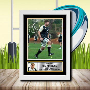 Ben Morgan 2 Signed Autographed Rugby Star Poster Print Framed Merch Gift Ben Morgan 2 Signed Autographed Rugby Star Poster Print Framed Merch Gift
