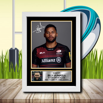 Billy Vunipola 2 Signed Autographed Rugby Star Poster Print Framed Merch Gift