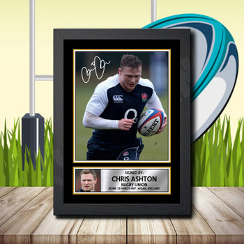 Chris Ashton 2 Signed Autographed Rugby Star Poster Print Framed Merch Gift Chris Ashton 2 Signed Autographed Rugby Star Poster Print Framed Merch Gift