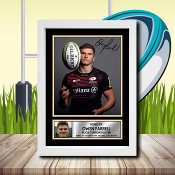 Owen Farrell 1 Signed Autographed Rugby Star Poster Print Framed Merch Gift Owen Farrell 1 Signed Autographed Rugby Star Poster Print Framed Merch Gift