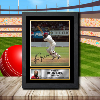 Brian Lara Signed Autographed Cricket Star Poster Print Framed Merch Gift Brian Lara Signed Autographed Cricket Star Poster Print Framed Merch Gift