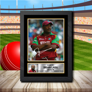 Brian Lara 2 Signed Autographed Cricket Star Poster Print Framed Merch Gift Brian Lara 2 Signed Autographed Cricket Star Poster Print Framed Merch Gift