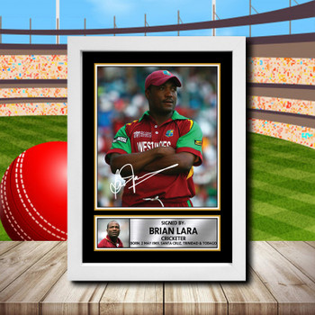 Brian Lara 2 Signed Autographed Cricket Star Poster Print Framed Merch Gift Brian Lara 2 Signed Autographed Cricket Star Poster Print Framed Merch Gift