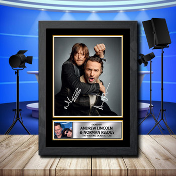 Andrew Lincoln  Norman Reedus 2 Signed Autographed Television Star Poster Print Framed Merch Gift