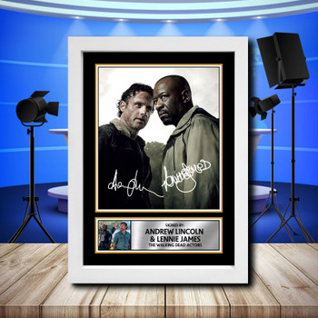 Andrew Lincoln + Lennie James Signed Autographed Television Star Poster Print Framed Merch Gift