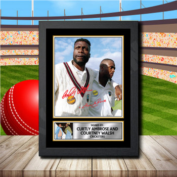 Curtly Ambrose Courtney Signed Autographed Cricket Star Poster Print Framed Merch Gift Curtly Ambrose Courtney Signed Autographed Cricket Star Poster Print Framed Merch Gift