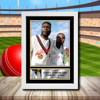 Curtly Ambrose Courtney Signed Autographed Cricket Star Poster Print Framed Merch Gift Curtly Ambrose Courtney Signed Autographed Cricket Star Poster Print Framed Merch Gift