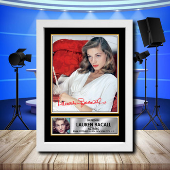 Lauren Bacall 2 Signed Autographed Television Star Poster Print Framed Merch Gift