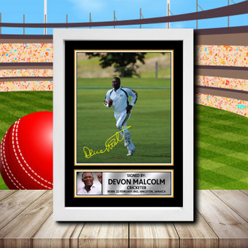 Devon Malcolm 2 Signed Autographed Cricket Star Poster Print Framed Merch Gift Devon Malcolm 2 Signed Autographed Cricket Star Poster Print Framed Merch Gift