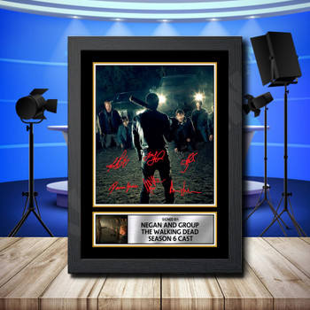 Negan And Group The Walking Dead Season 6 Cast Signed Autographed Television Star Poster Print Framed Merch Gift