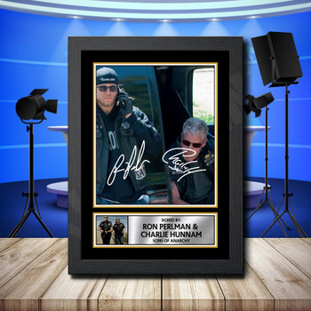 Ron Perlman  Charlie Hunnam 2 Signed Autographed Television Star Poster Print Framed Merch Gift Ron Perlman  Charlie Hunnam 2 Signed Autographed Television Star Poster Print Framed Merch Gift