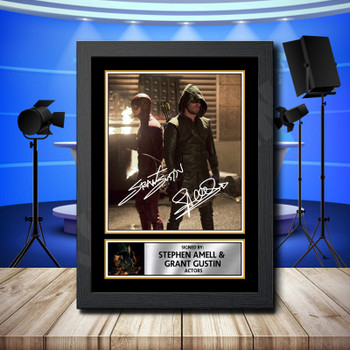 Stephen Amell Grant Gustin Arrow Vs Flash 1 Signed Autographed Television Star Poster Print Framed Merch Gift