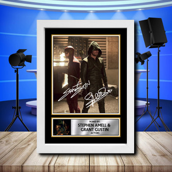 Stephen Amell Grant Gustin Arrow Vs Flash 1 Signed Autographed Television Star Poster Print Framed Merch Gift
