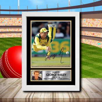 George Bailey Signed Autographed Cricket Star Poster Print Framed Merch Gift George Bailey Signed Autographed Cricket Star Poster Print Framed Merch Gift