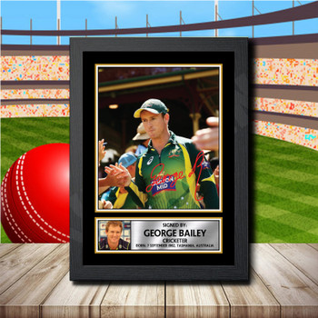 George Bailey 2 Signed Autographed Cricket Star Poster Print Framed Merch Gift George Bailey 2 Signed Autographed Cricket Star Poster Print Framed Merch Gift